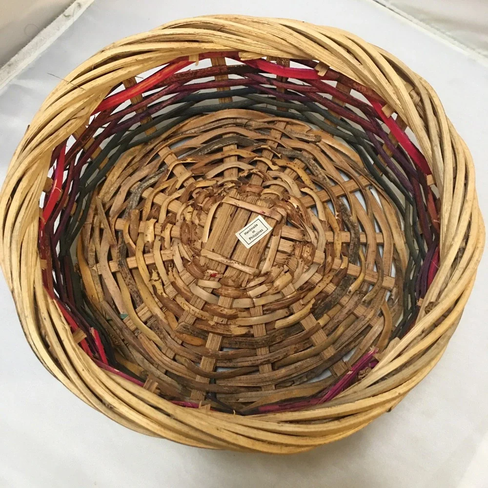 Handmade Woven Basket Home Decor Multi-Color Round Wicker Philippines Rustic